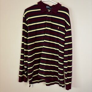 Polo Ralph Lauren Men's Maroon with Yellow and White Stripes